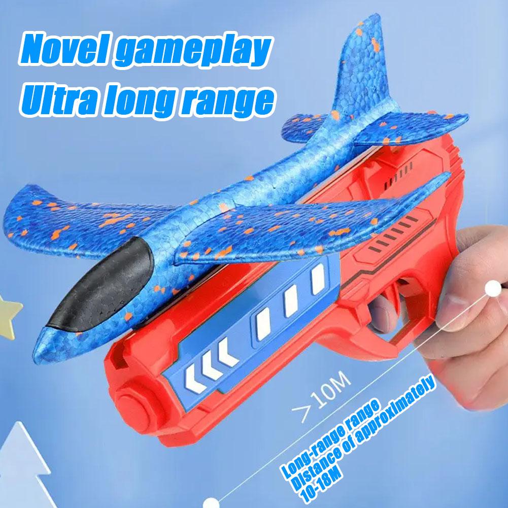 Model Airplane Plastic - เครื่องบินของเล่นแบบปล่อยด้วยคลิกเดียว รุ่นเครื่องบินโฟม พร้อมปืนยิงเครื่องบินโฟมขนาดใหญ่ 1 ชุด ของขวัญสำหรับเด็ก