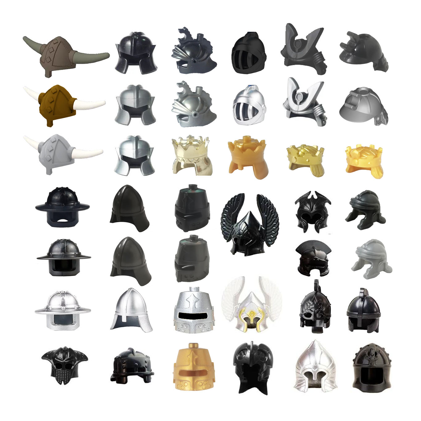 Lego Minifigure Holder - ไวกิ้งอายุโจรสลัด Bullhorn หมวกอัศวินยุคกลางโรมันนักรบทหารหมวกกันน็อกตัวเลขการกระทําอาคารบล็อกของเล่นเด็ก