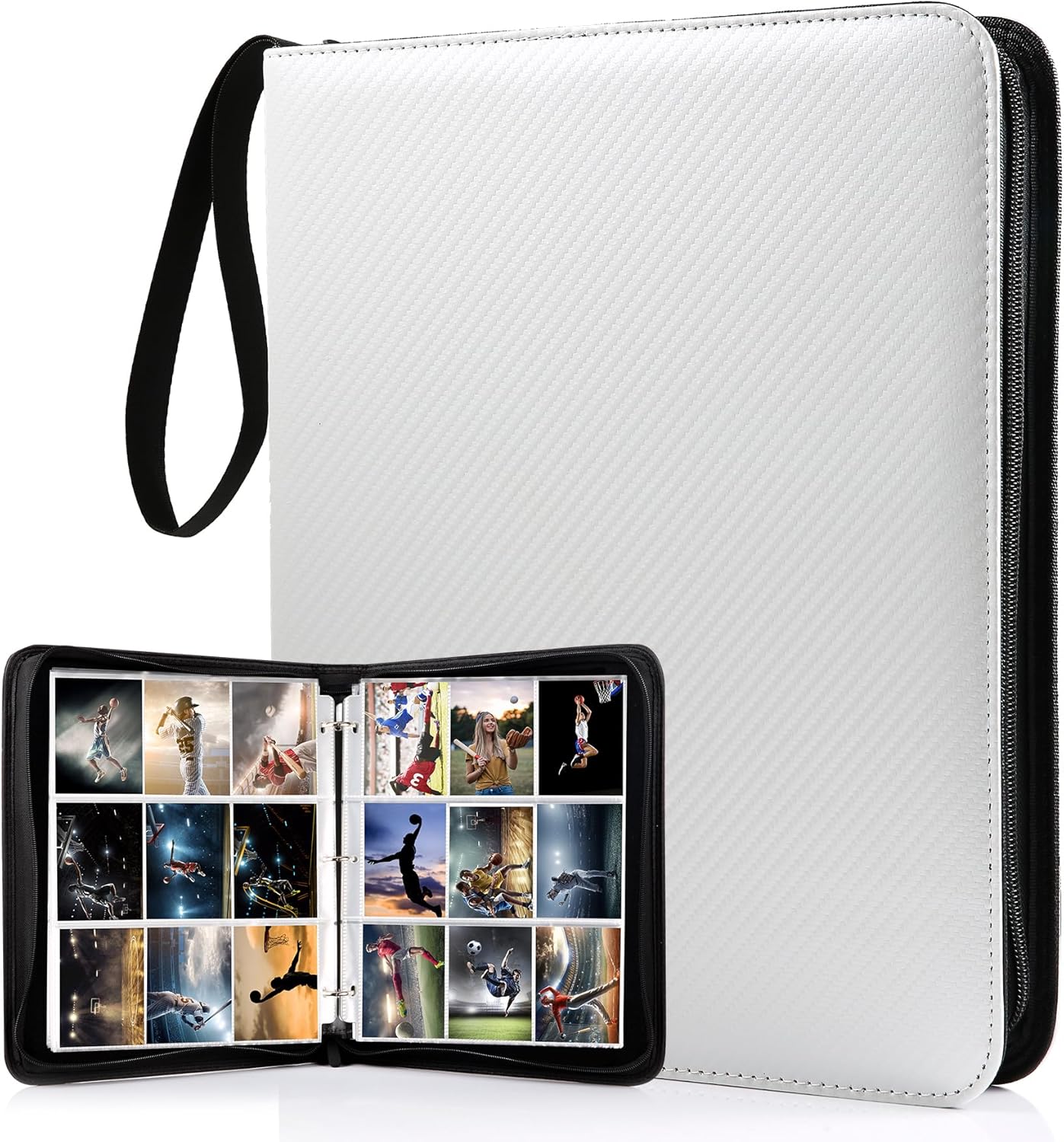 Trading Card Binder - แฟ้มใส่การ์ด 3 ห่วง, 900 ช่องใส่การ์ด, ซองใส่การ์ดเบสบอลพร้อมซิป,