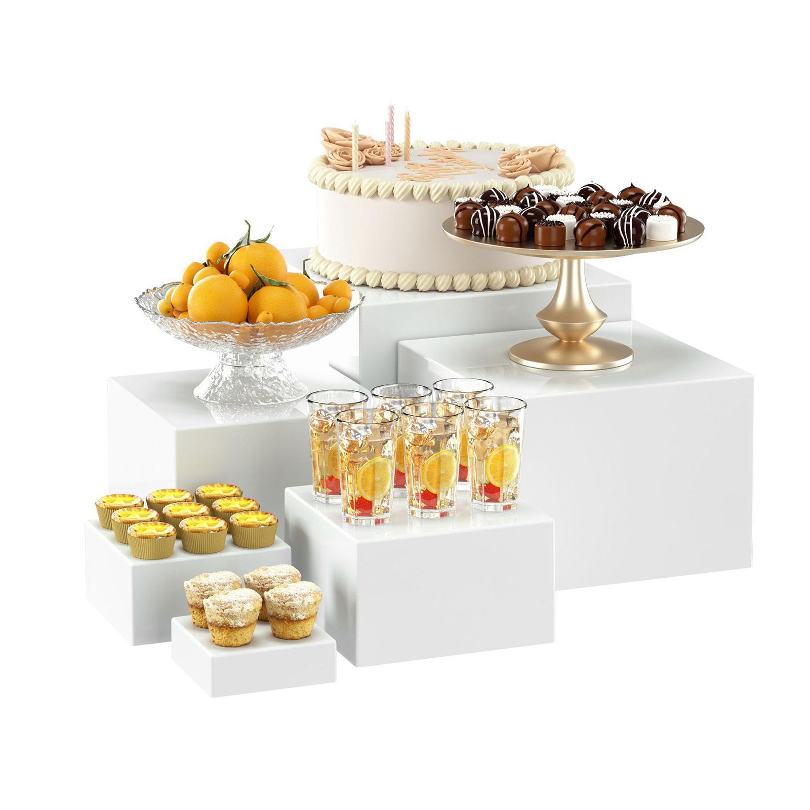 Display Risers Set - 6x อะคริลิคบุฟเฟ่ต์ Riser โต๊ะขนมหวานชุด Cube จอแสดงผล