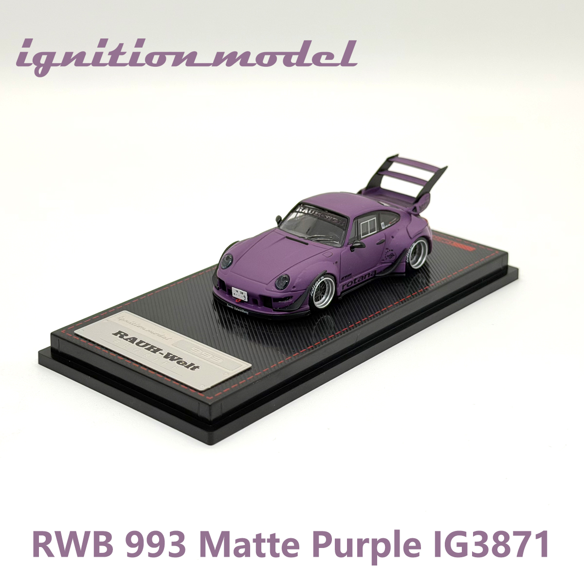 Die Cast Car 1 64 - โมเดลรถ Porsche RWB 993 สีม่วงด้าน รุ่น