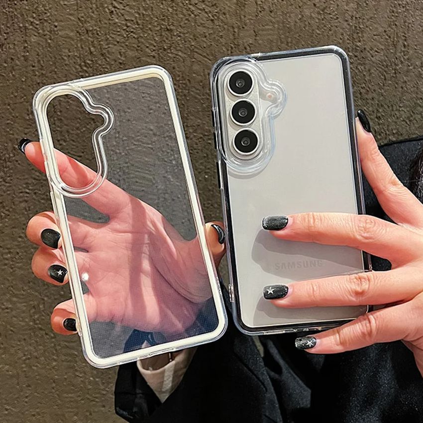 Display Case Acrylic - เคสใสขอบสีลูกกวาดสุดหรู สำหรับ Samsung Galaxy S26 S25Edge